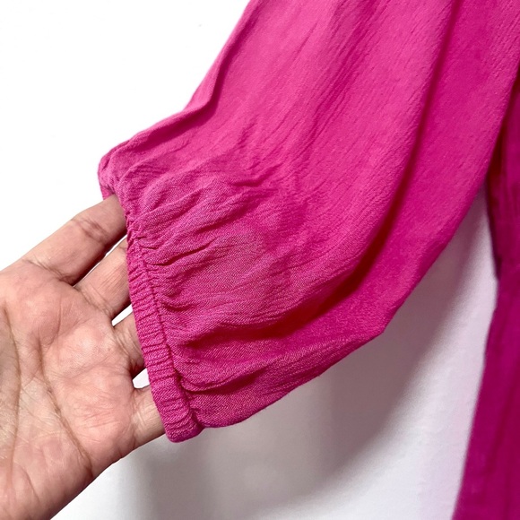 NEW ASOS magenta Maxi kimono beach summer with V-Neck and Bishop Sleeves 8 - Picture 5 of 7